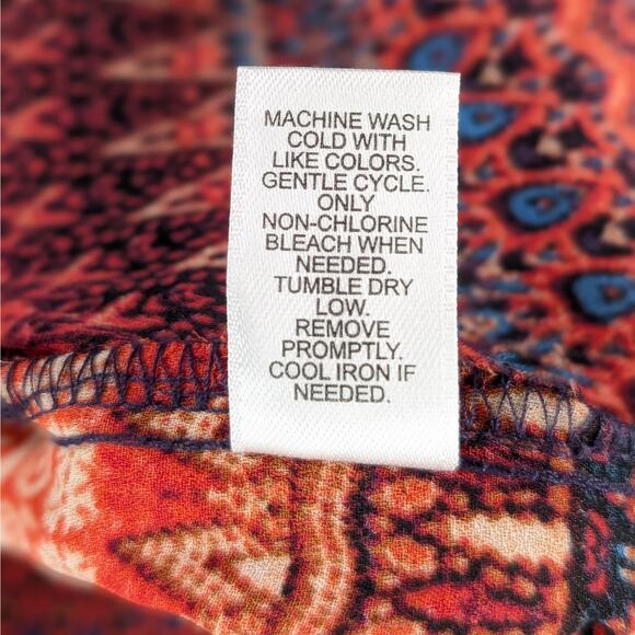 Cato Chiffon High Low Tunic Top Blouse Boho Southwestern Aztec Desertcore Red M - Picture 12 of 12